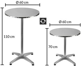 Deuba Masa de bar din aluminiu - Ø60 cm pliabila