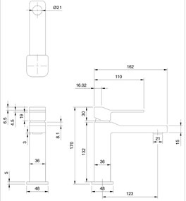 Baterie de lavoar OMNIRES SL7710CR SLIDE 17 cm crom lucios