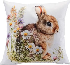 decoDoma Set de 2 fețe pernuțe IEPURAȘI ÎN IARBĂ 40 x 40 cm