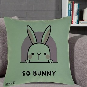 Perna Decorativa So Bunny Kawaii, 40x40 cm, Verde, Husa Detasabila, Perna Inclusa, BEKZ®