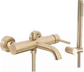 Baterie cada - dus Rea Lungo auriu periat cu set de dus