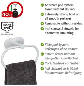 Suport pentru prosoape alb autoadeziv din oțel inoxidabil Orea – Wenko