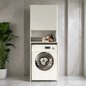 Dulap Baie Adore cu Loc Pentru Masina de Spalat, 3 Rafturi, 2 Usi, Alb, 65 x 182 x 60 cm
