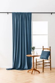 Draperie opaca Culoare albastru kerosen VELVET 135x250 cm Agățat: Inele metalice