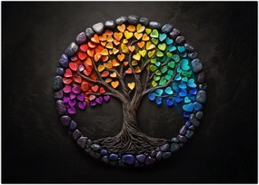 Tablou – Arbore plin de inimi colorate (70x50 cm)