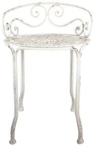 Taburet metalic shabby chic, alb, Ø 44x67 cm