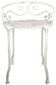 Taburet metalic shabby chic, alb, Ø 44x67 cm
