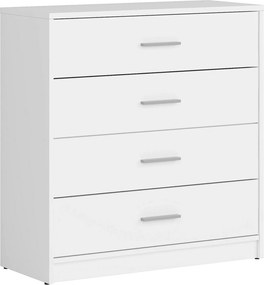 Comoda NEPO PLUS, alb, PAL laminat, cu 4 sertare, 80x34x84 cm