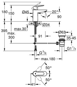 Set baterie lavoar, baterie cada si set de dus, crom lucios, Grohe BauEdge