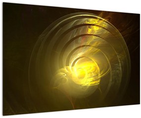Tabloul cu spirala abstractă în galben (90x60 cm)