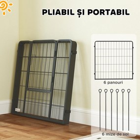 PawHut Țarc pentru Câini Portabil din 6 Panouri, 160x80x80 cm, Negru | Aosom Romania