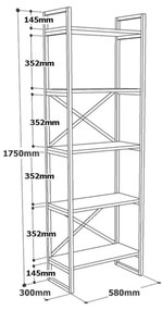 Etajeră neagră/cu aspect de lemn de pin 58x175 cm Nicol – Kalune Design