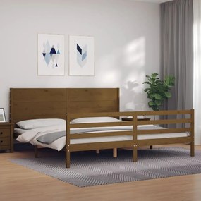 3194659 vidaXL Cadru pat cu tăblie, maro miere, 200x200 cm, lemn masiv
