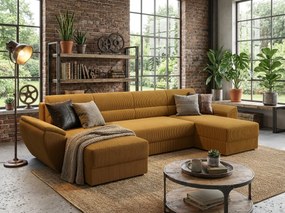 OFERTA Canapea extensibila in forma de U TAVERO 321x140 cm, mustar calitatea II