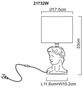 Lampă de masă Globo 21732W HERMES 1xE14/40W/230V alb