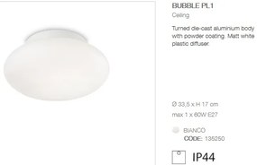 Plafoniera iluminat exterior cu protectie IP44 BUBBLE PL1 135250