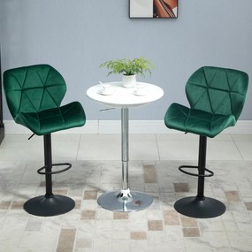 HOMCOM Scaun Bar, 2 piese, cu Înălțime Reglabilă, Bază Metalică cu pad-urile antiderapante, 46x48x83-104 cm, Verde | Aosom Romania
