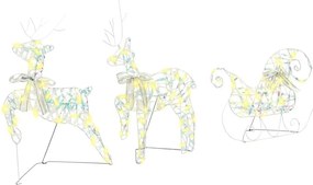 vidaXL Reni LED cu 60 LED 3 pcs Alb cald PET