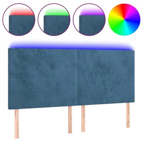Tablie de pat cu LED, albastru inchis, 180x5x118 128cm, catifea 1, Albastru inchis, 180 x 5 x 118 128 cm