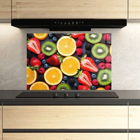 Panou Sticla Bucatarie, 80x120cm, Protectie aragaz, Antistropi, Termorezistent, Alimente, Fructe, Orange Fruit Mix