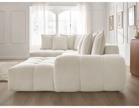 Colțar alb extensibil/cu spațiu de depozitare cu tapițerie din chenille (cu colț pe partea stângă/în formă de "U") Everest – Bobochic Paris