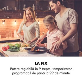 Klarstein Delicatessa 90 Hybrid, plită încorporată, inducție, 5 zone, 7400 W, neagră