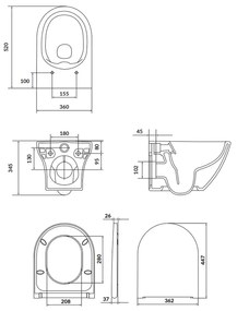 Set vas wc suspendat Larga Oval CleanOn cu capac soft close si rezervor incastrat C20 Aqua 50