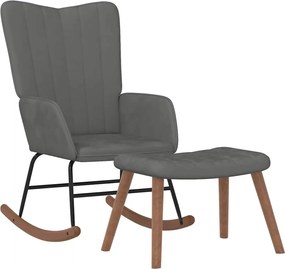vidaXL Scaun balansoar cu taburet, gri închis, catifea