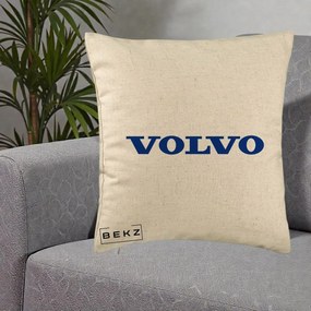 Perna Personalizata cu emblema Volvo, 40x40 cm, Bej, Husa Detasabila, Perna Inclusa, BEKZ®