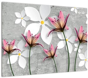 Tablou pe sticlă cu abstracție florală (70x50 cm)