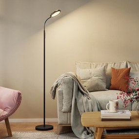 HOMCOM Lampă de Podea LED cu Telecomandă, Cap Rotativ, Reglare Luminozitate și Temperatură, Negru | Aosom Romania