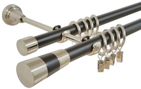 Galerie dubla duo valeo negru 19 mm negru inox (Alege marime: 300 cm)