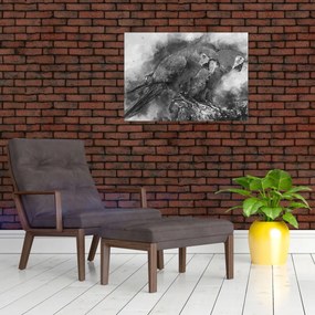 Tablou pe sticlă - Acuarelă papagali (70x50 cm)