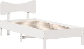 vidaXL Cadru de pat fără saltea, alb, 90x200 cm, lemn masiv pin