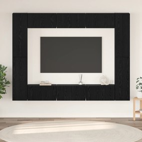 vidaXL Set comodă TV 10 pcs Stejar negru Mediu 30.5 x 30 x 90 cm