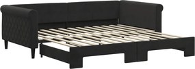vidaXL Pat de zi cu extensie, negru, 100x200 cm, catifea