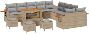 vidaXL Set de canapele pentru grădină 14 pcs Beige și gri deschis
