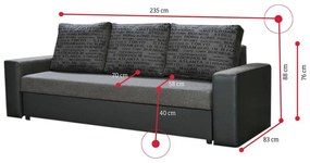 Supermobel Canapea LONDON 3, 235x83, D33/sawana 25