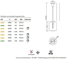 Lustra/Pendul modern design decorativ JARRAS 30cm crom