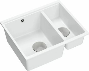 Chiuveta compozit incastrata Quadron Logan 150 alb - inox 56x46 cm