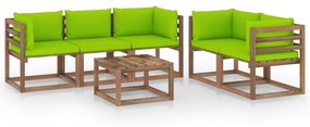 3067415 vidaXL Set mobilier de grădină cu perne verde aprins, 6 piese