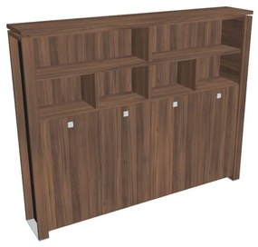 Dulap înalt pentru haine Verno+ S 260 x 46 x 210 cm, cu rafturi, nuc / negru