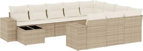 vidaXL Set canapele de grădină cu perne, 11 piese, bej, poliratan