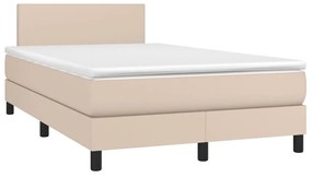 3269812 vidaXL Pat box spring cu saltea, cappuccino, 120x190cm piele ecologică