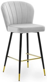 Scaun de bar Shelly gri picioare negre/gold M60 cm
