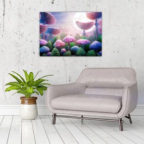 Tablou pe sticlă - Ciuperci sub lună plină (70x50 cm)