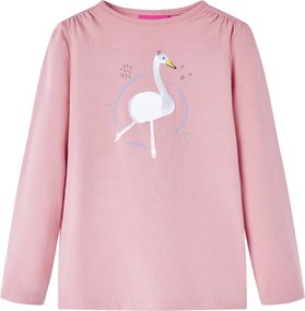 vidaXL Tricou pentru copii cu mâneci lungi, roz deschis, 128