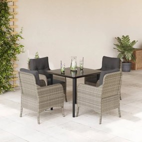 vidaXL Set mobilier de grădină cu perne, 5 piese gri deschis poliratan