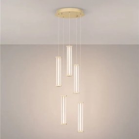Lustra cu 5 pendule LED 3000K PHEME auriu periat