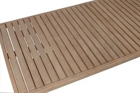 Set lounge exterior premium din lemn de acacia cu frânghie împletită, canapea, 2 fotolii și măsuță cu perne din stofă, „Capri”